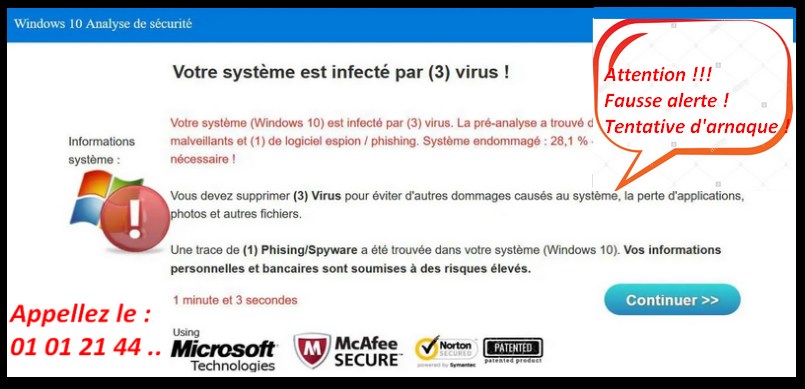 virus fausse alerte - - Dépannage informatique19 Brive la Gaillarde